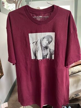 Primitive Maroon Short-Sleeve Graphic Tee with Black-White Photo